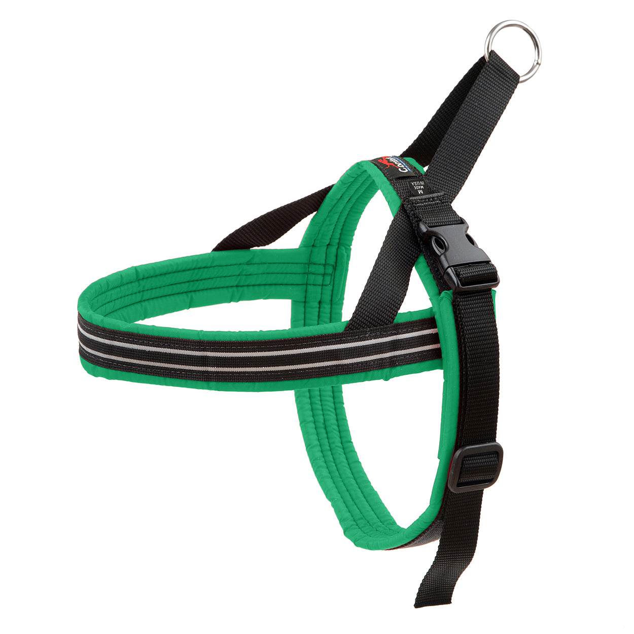 kelly green medium dog harness with fully padded girth strap 
