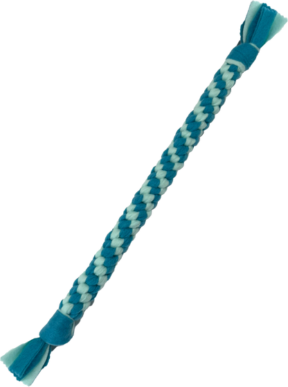 Blue braided fleece tug toy for dogs and puppy play