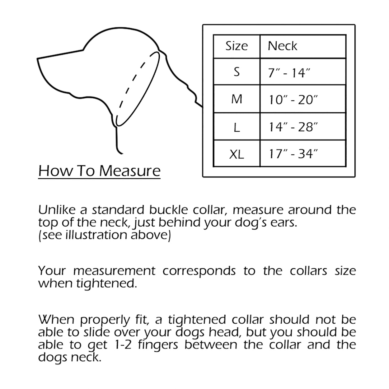 limited slip martingale type collar sizing information